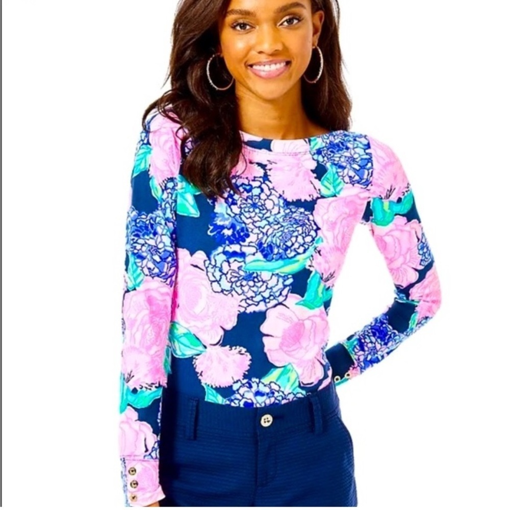 Lily Pulitzer Aleah High Tide Navy Pink Tee XS Excellent condition - Picture 2 of 6